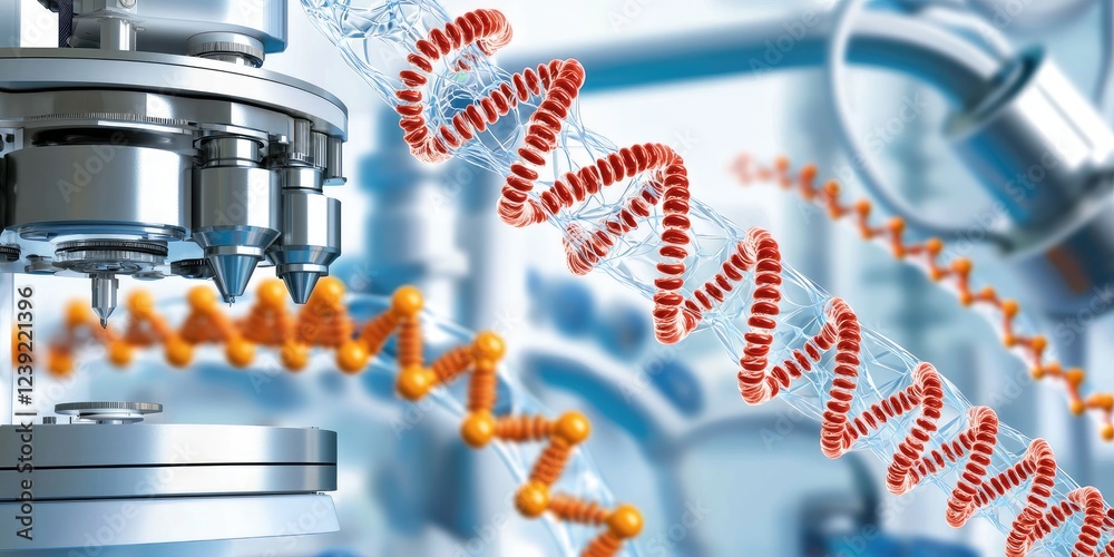Aufkleber Conceptual representation of molecular biology showing DNA replication process in a lab setting
