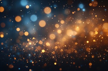 Fototapeta premium Abstract shimmering particles with warm golden and cool blue tones creating a magical bokeh effect suitable for backgrounds and design projects