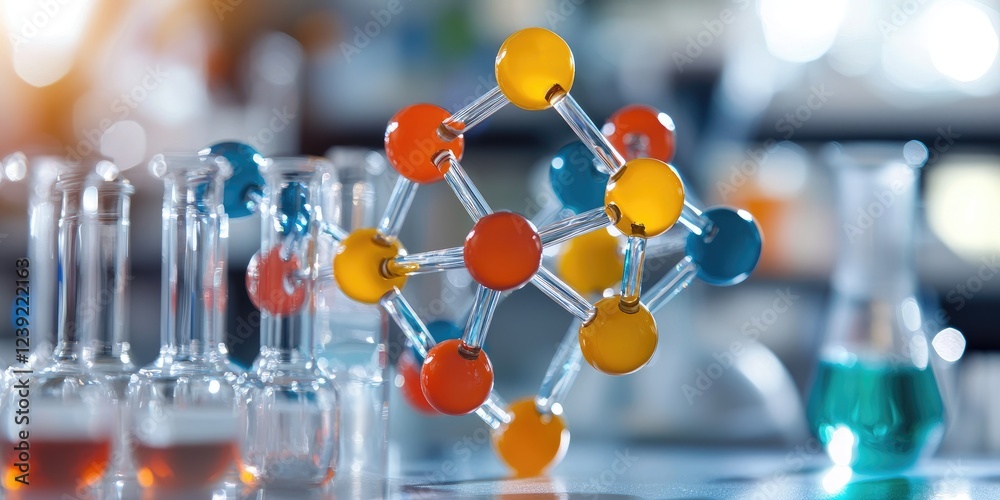 Aufkleber DNA structure models displayed on a laboratory table, emphasizing intricate details