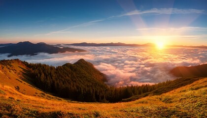 beautiful landscape with fog and hills 