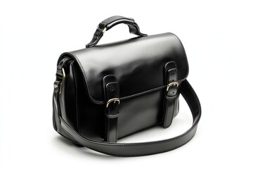 Black shoulder bag isolated on white background