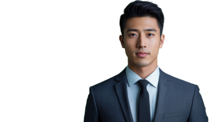 Confident businessman posing on transparent background