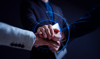 handshake with partner business or customers or client or team in businessmen look for success dealing in business finance, investment and teamwork in workplace or office good contact in conference