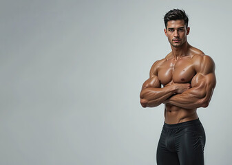 man or Male body builder flexing and posing