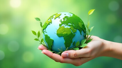 Holding the world with care and hope among vibrant green surroundings