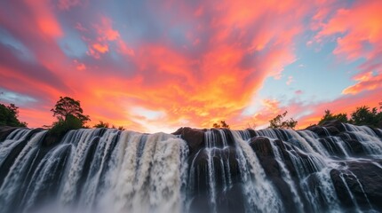 Stunning Waterfall Sunset Landscape Photography