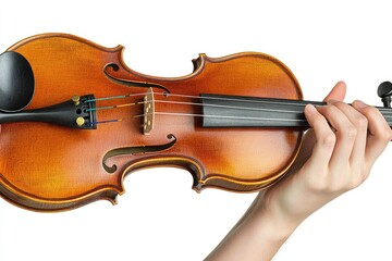 Fototapeta premium Close-Up of a Violinist's Hands Skillfully Playing the Fiddle, Isolated on Black Background
