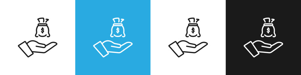 Icon of a hand holding a glowing dollar symbol, symbolizing financial insight and valuable investments. Vector illustration.