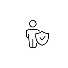 Human protection shield icon sign vector