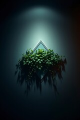 Lush Green Plant in Diamond Frame Wall Decor