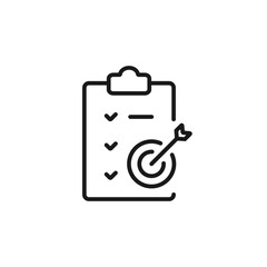 Document, checklist and target with arrow icon