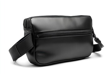 Black sling bag isolated on white background