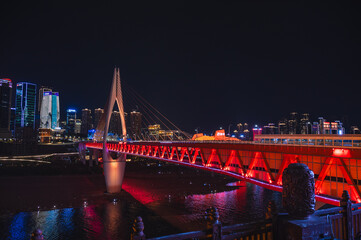 Chongqing.china 25.03.2024 Qiansimen Bridge spans the Yangtze River in Chongqing, China, offering...