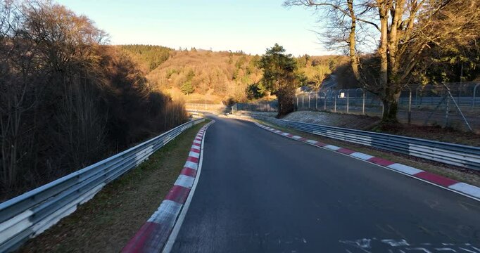Race track in the german eifel, aerial drone video. Nurburgring