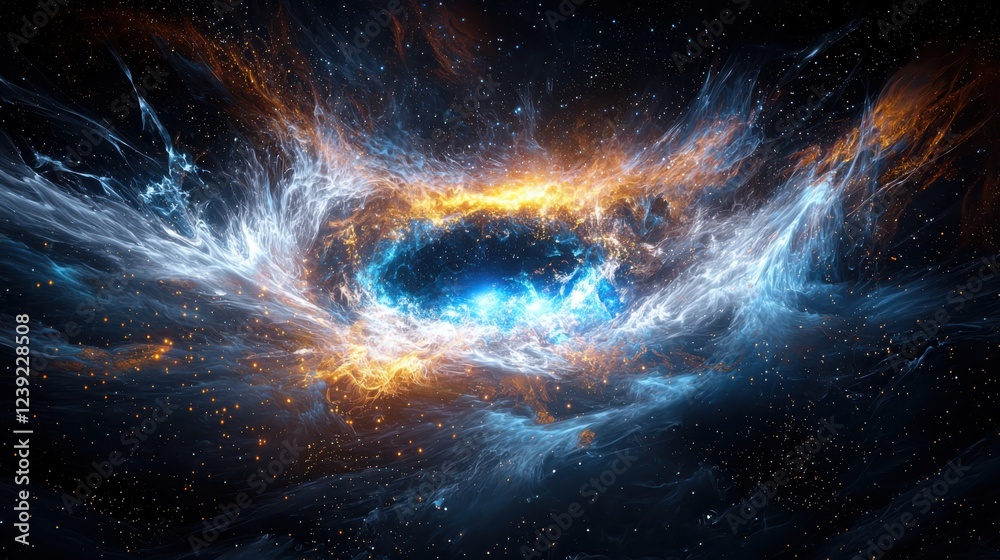 Poster dynamic flow of digital data in colorful streams cosmic space visual representation abstract gigapix