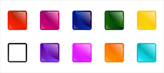 glossy square button set