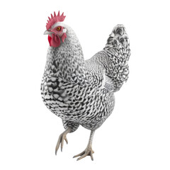 Fototapeta premium Detailed front view of majestic black and white chicken with red comb