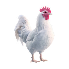 Fototapeta premium Majestic white chicken standing proudly with vibrant red comb and crisp feathers
