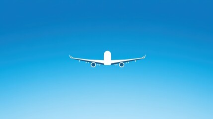 Obraz premium Minimalist Airplane Silhouette Against Clear Blue Sky Background