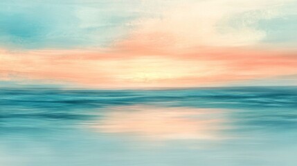 Obraz premium Pastel Sunset Over Calm Ocean Water