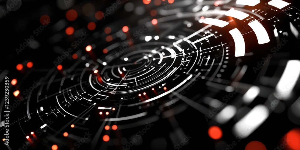 Aufkleber Futuristic computer screen displaying cybersecurity data protection metrics with digital locks