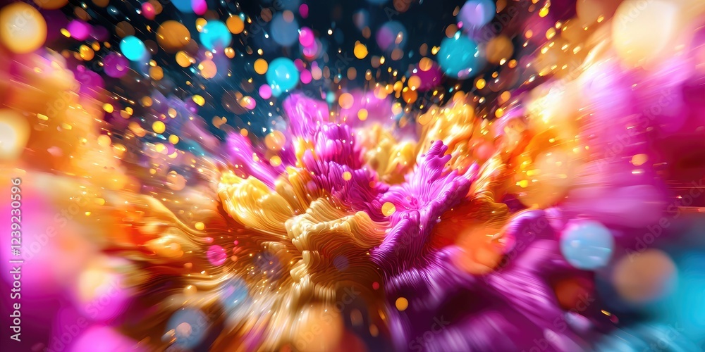 Aufkleber Vibrant Abstract Background with Colorful Bokeh and Fluid Shapes in Dynamic Motion, Perfect for Artistic and Creative Projects