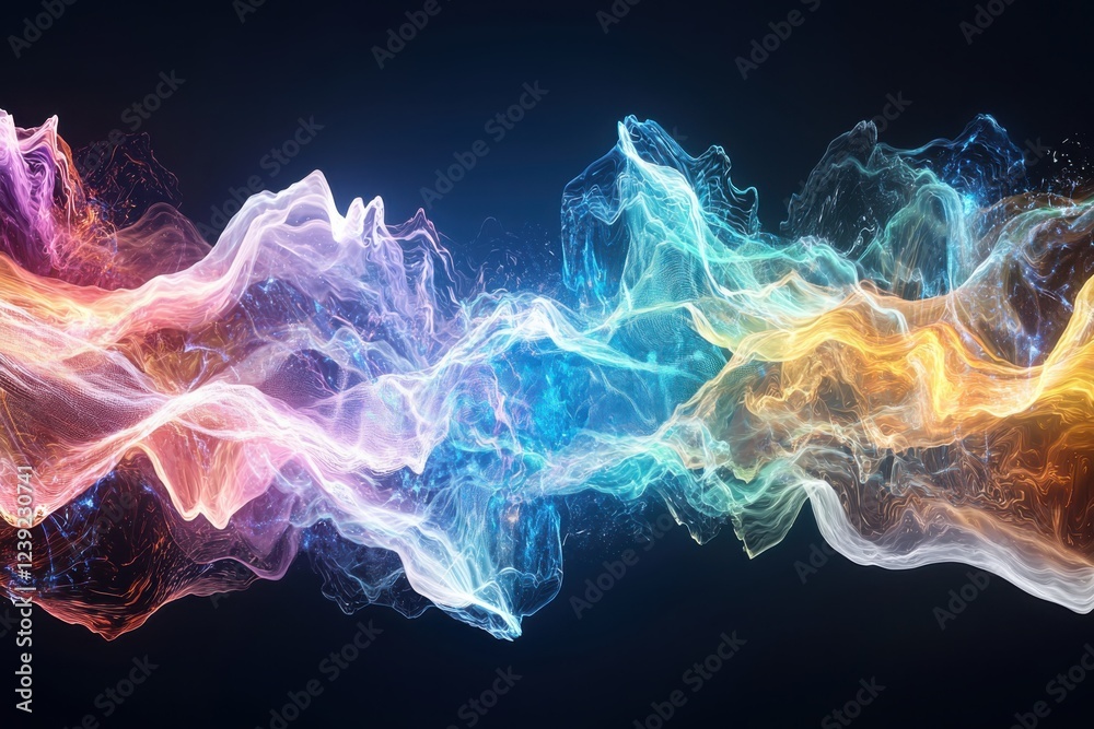 Poster visualize sound waves flowing through space digital space gigapixel artwork abstract environment dyn