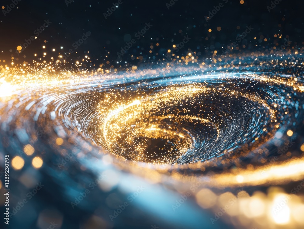 Poster dynamic flow of digital data through space abstract gigapixel visualization vibrant environment conc