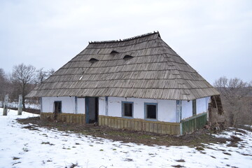 Traditional  Ukrainian hut destroyed