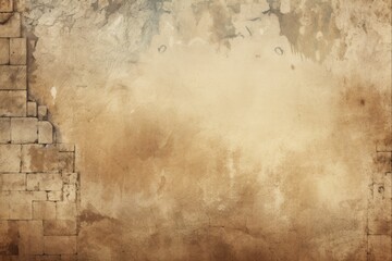 Naklejka premium Rustic Castle Wall Background on Old Paper. Grunge Texture Abstract Design with Vintage Touch