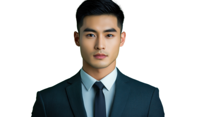 Confident businessman posing on transparent background, looking professional and stylish