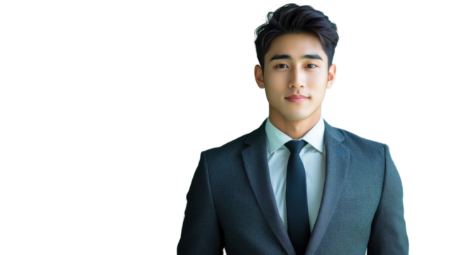 Confident businessman posing with transparent background, ideal for composites