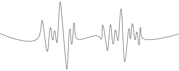 Obraz premium Sound wave shape with different amplitude. Continuous one line drawing. Vector illustration