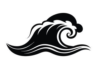 sea wave silhouette, sea wave silhouette isolated on white background. Nature ocean graphic symbol vector illustration  