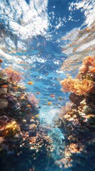 Exploring marine life underwater coral reefs abstract art ocean environment beneath the surface enchanting fluidity in gigapixel detail
