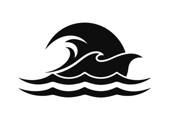 sea wave silhouette, sea wave silhouette isolated on white background. Nature ocean graphic symbol vector illustration  
