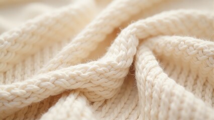 Soft cream knit fabric cascading gently across a surface in warm light