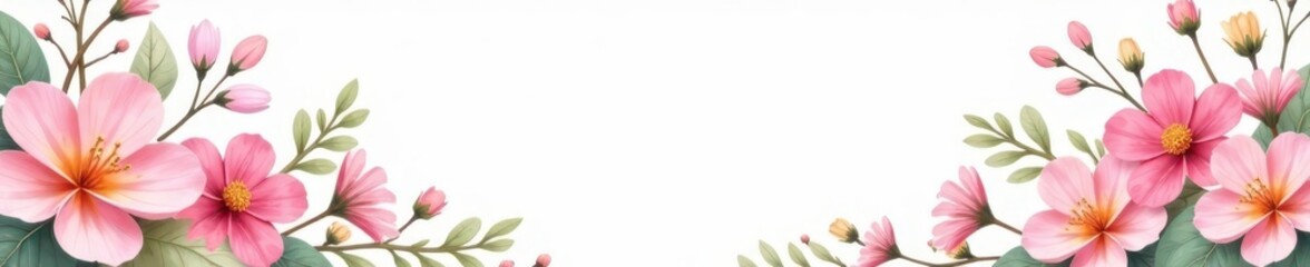 Obraz premium Pastel flower wreath, whimsical design, blank space , soft, feminine