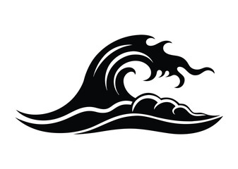 sea wave silhouette, sea wave silhouette isolated on white background. Nature ocean graphic symbol vector illustration  