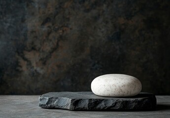 White Speckled Stone on Black Slate Product Display