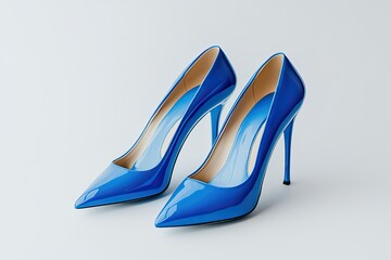 Blue heels isolated on white background