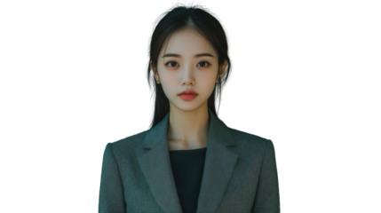 Professional asian businesswoman posing on transparent background