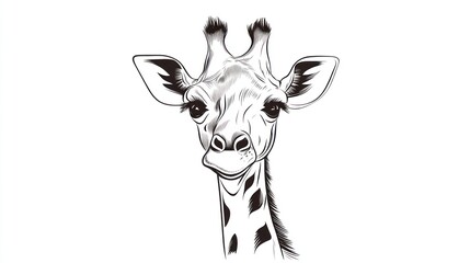 Obraz premium Giraffe portrait, close-up, wildlife, African savanna background, zoology illustration