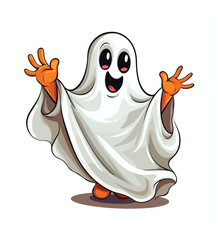 Obraz premium Cute and Charming Kawaii Halloween Ghost Clipart on White Background