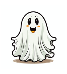 Obraz premium Cute and Charming Kawaii Halloween Ghost Clipart on White Background