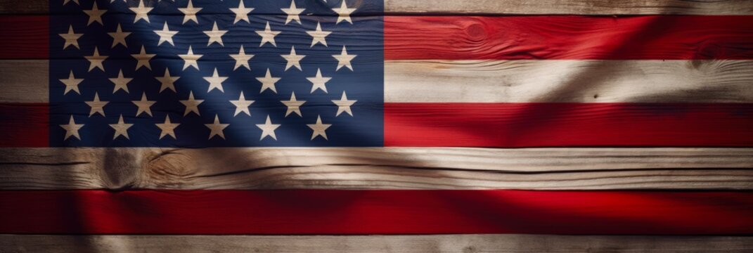 Thank You Patriotic Message on US Flag and Wooden Background - Independence and Veteran Celebration 3D Illustration