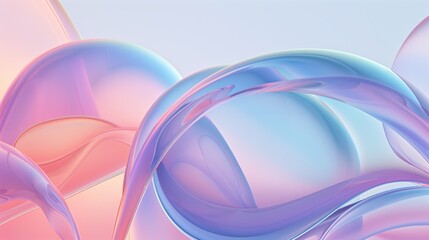 3d render abstract background soft pastel colors glass shapes flowing curves modern design