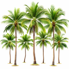 Obraz premium set of palm tree on white background