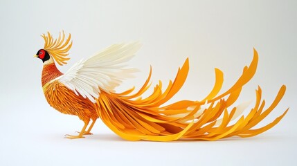 Golden Pheasant Paper Sculpture, Studio Shot