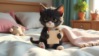 Beautiful Portrait little cat on a sofa photography  3D background